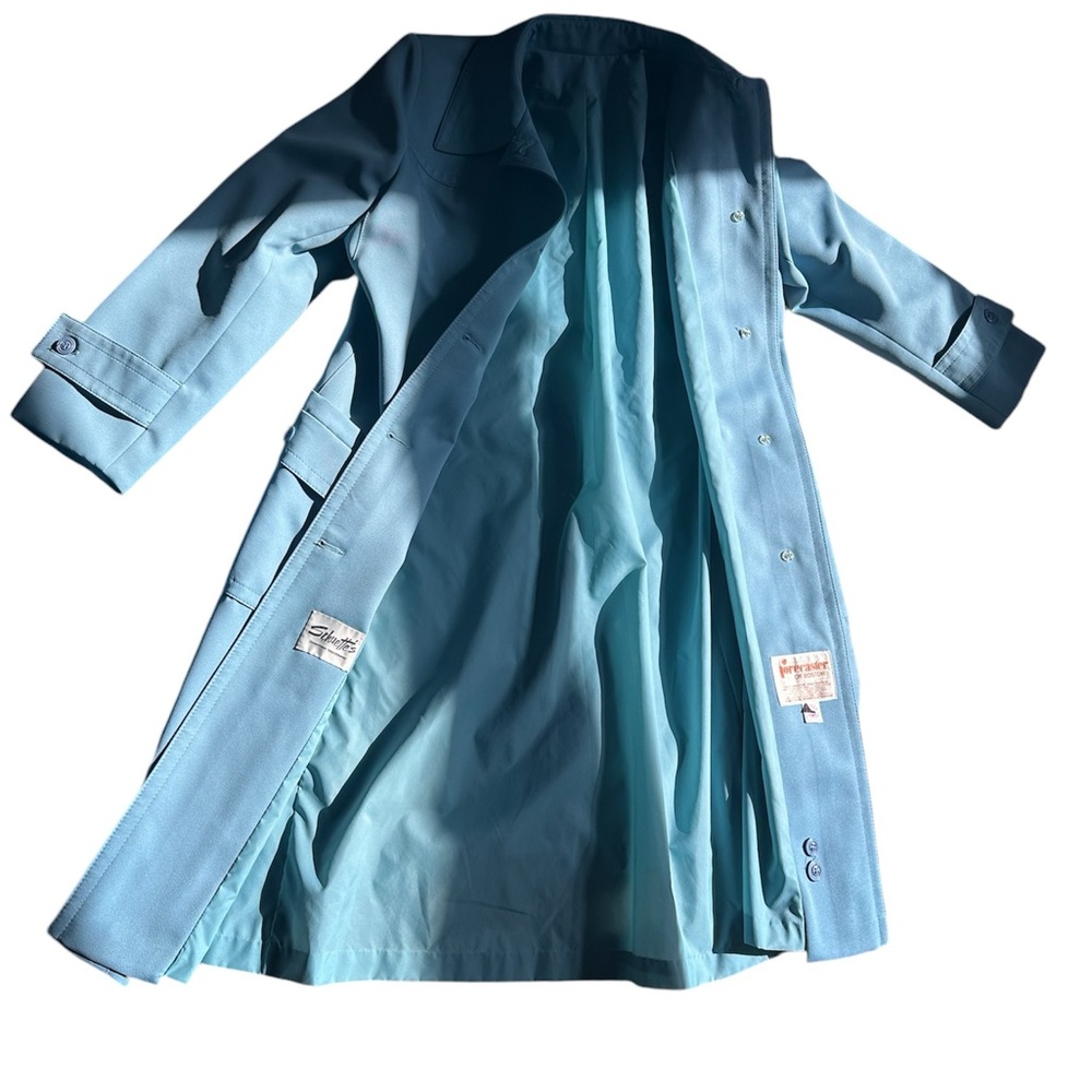 Vintage 1960s Forecaster of Boston Trench Rain Coat - Size 13/14 - Blue